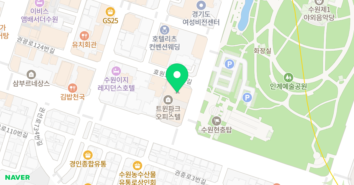 트윈파크에이동 위치 지도 - 경기도 수원시 팔달구 효원로308번길 58-9