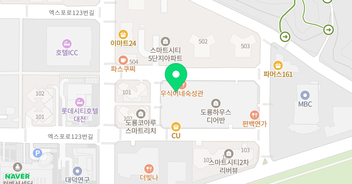 도룡 하우스디 위치 지도 - 대전광역시 유성구 엑스포로151번길 19