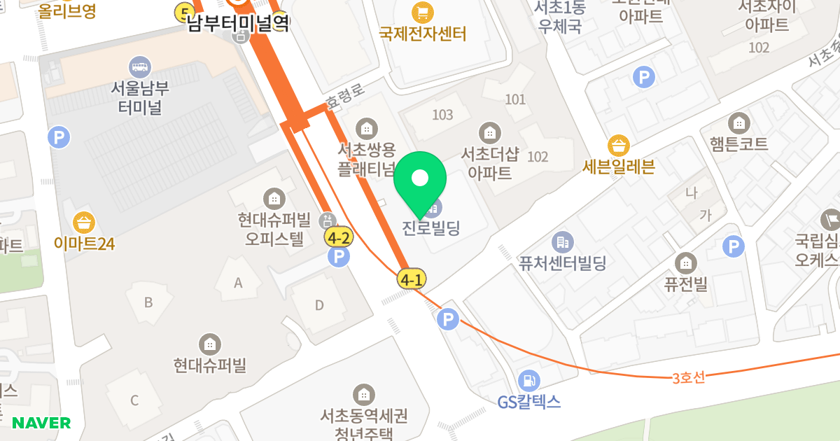 더?서초 위치 지도 - 서울특별시 서초구 서초중앙로 14