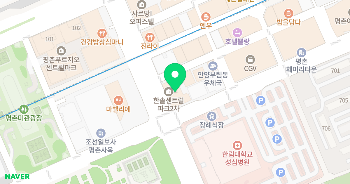 한솔센트럴파크2 위치 지도 - 경기도 안양시 동안구 관평로 176