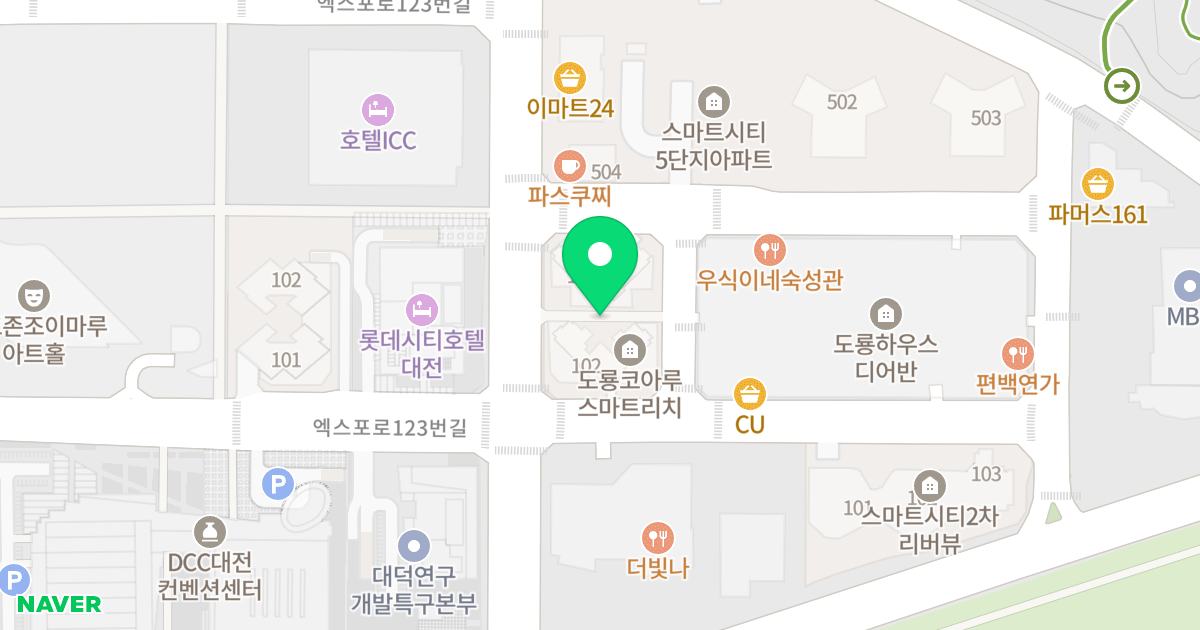 도룡 코아루 스마트리치 위치 지도 - 대전광역시 유성구 엑스포로123번길 34
