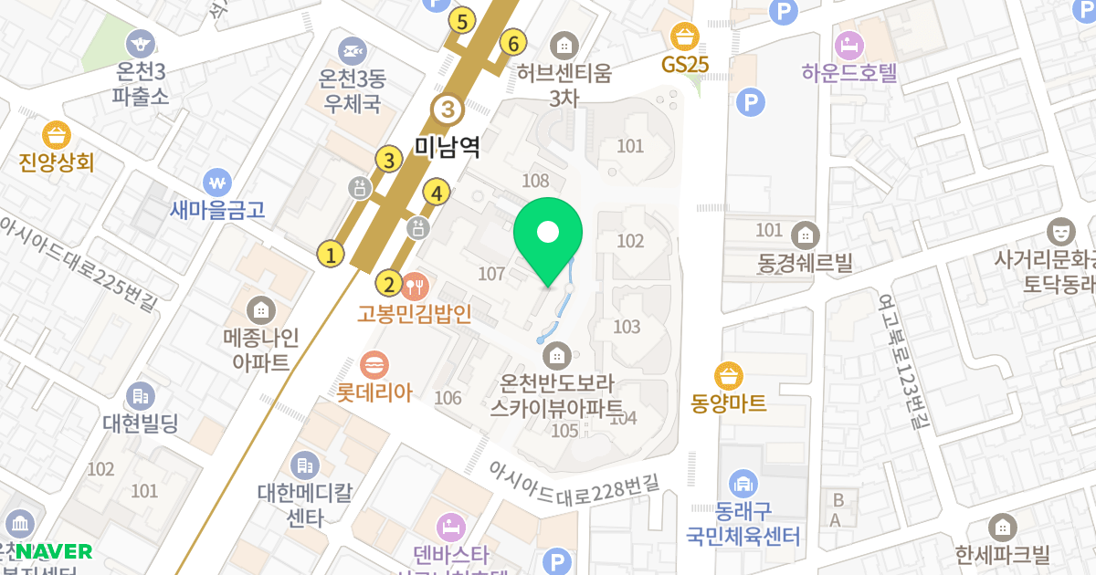 온천동반도보라스카이뷰 위치 지도 - 부산광역시 동래구 아시아드대로 234