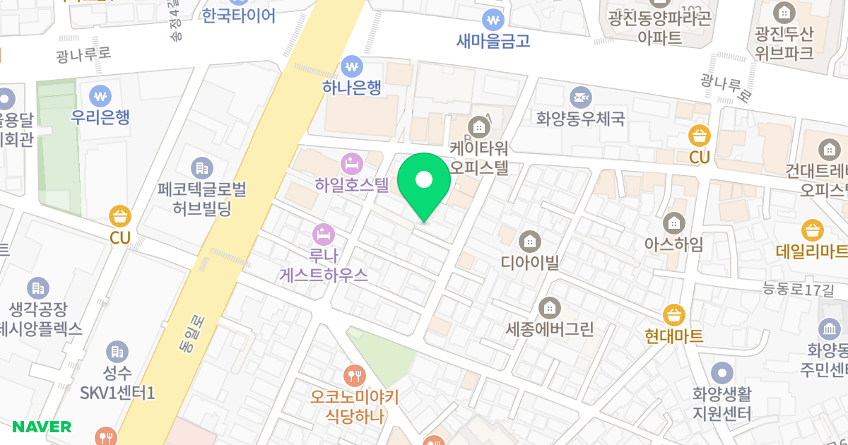 더하우스인 위치 지도 - 서울특별시 광진구 광나루로14길 24