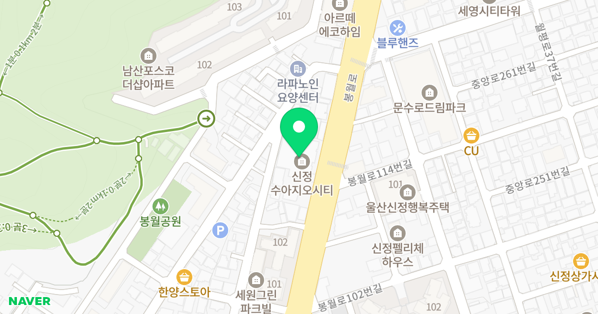 수아지오 시티 위치 지도 - 울산광역시 남구 봉월로 117