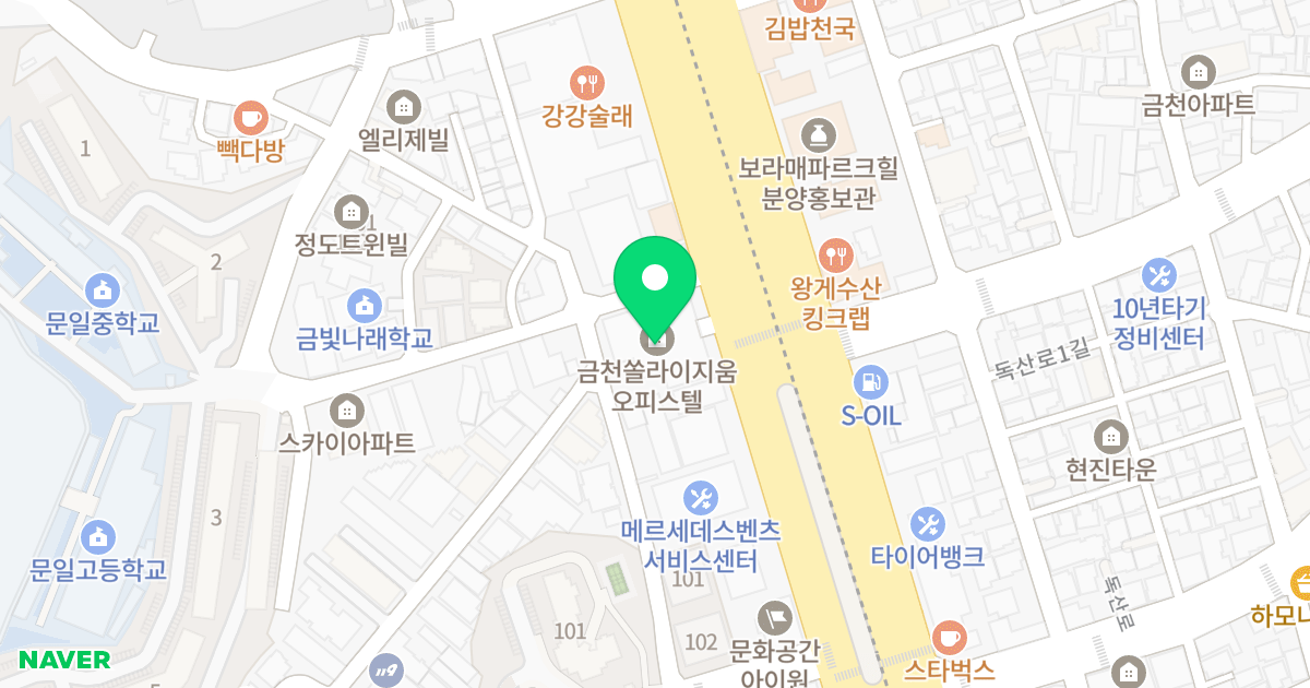 금천 쏠라 이지움 위치 지도 - 서울특별시 금천구 시흥대로 179