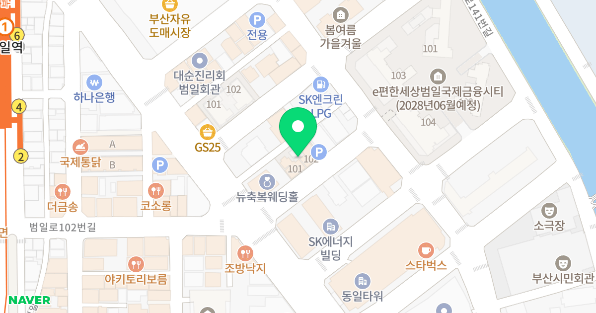 범일역 이즈팰리스 위치 지도 - 부산광역시 동구 조방로26번길 7