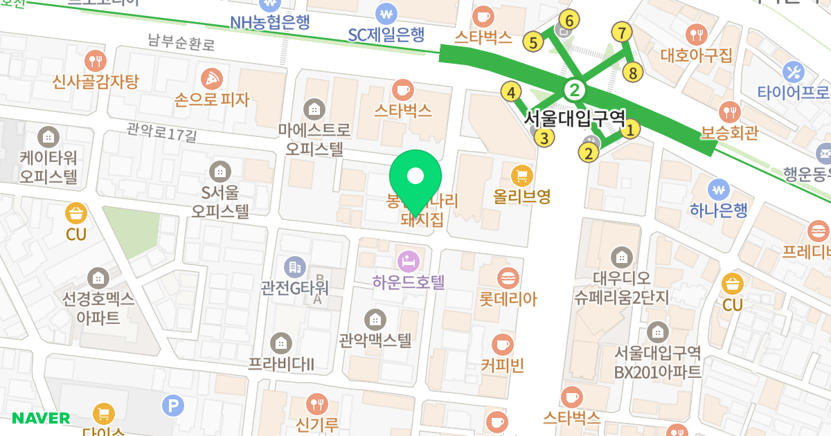 JK타워 오피스텔 위치 지도 - 서울특별시 관악구 남부순환로220길 20