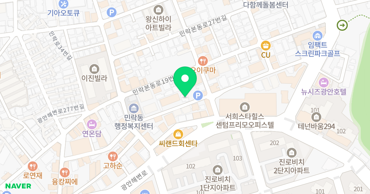 더폼하우스 위치 지도 - 부산광역시 수영구 민락본동로11번길 42