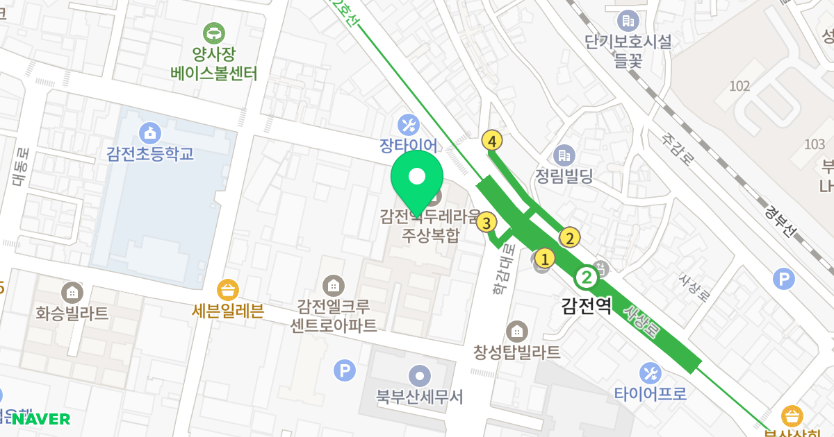 감전역 예서 두레라움 위치 지도 - 부산광역시 사상구 괘감로 146