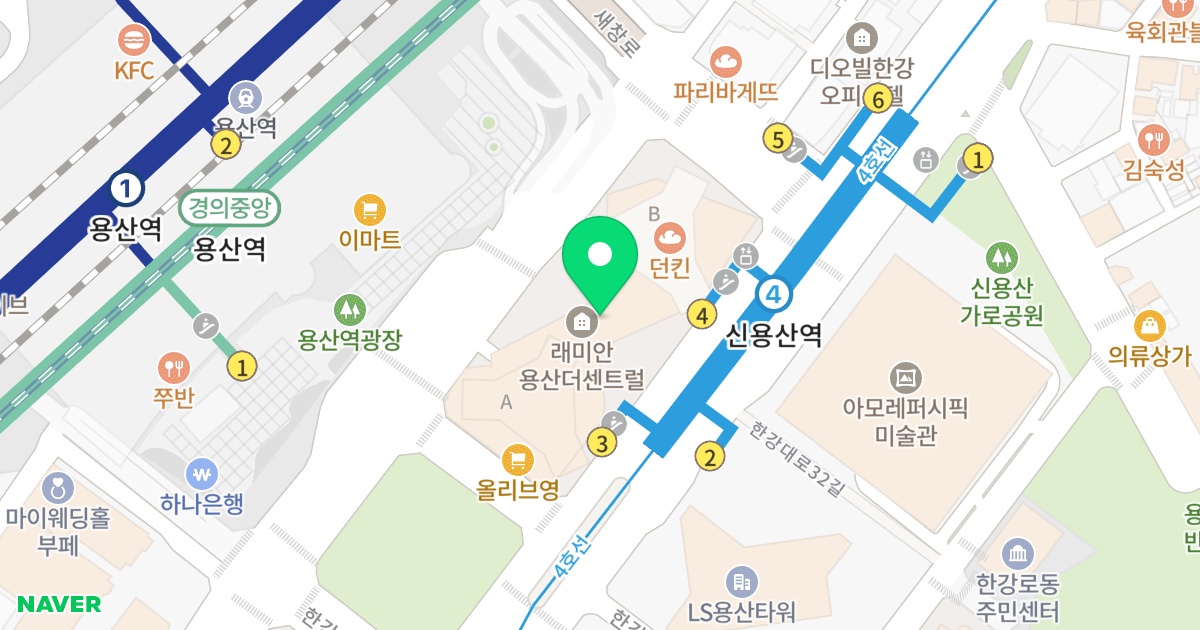래미안 용산 더 센트럴 위치 지도 - 서울특별시 용산구 한강대로 95