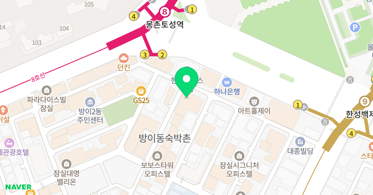 잠실헤리츠 위치 지도 - 서울특별시 송파구