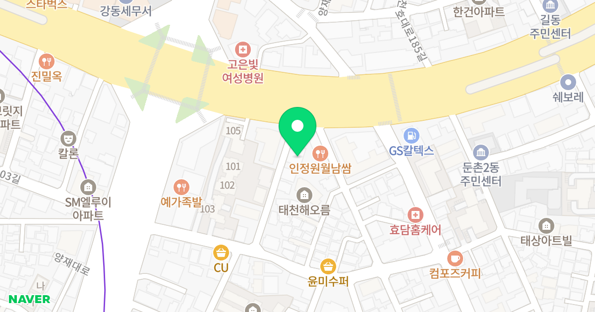 오앤하우스 위치 지도 - 서울특별시 강동구 천호대로 1156-5