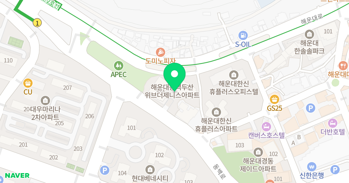 해운대 동백 두산위브더제니스 위치 지도 - 부산광역시 해운대구 해운대로 540