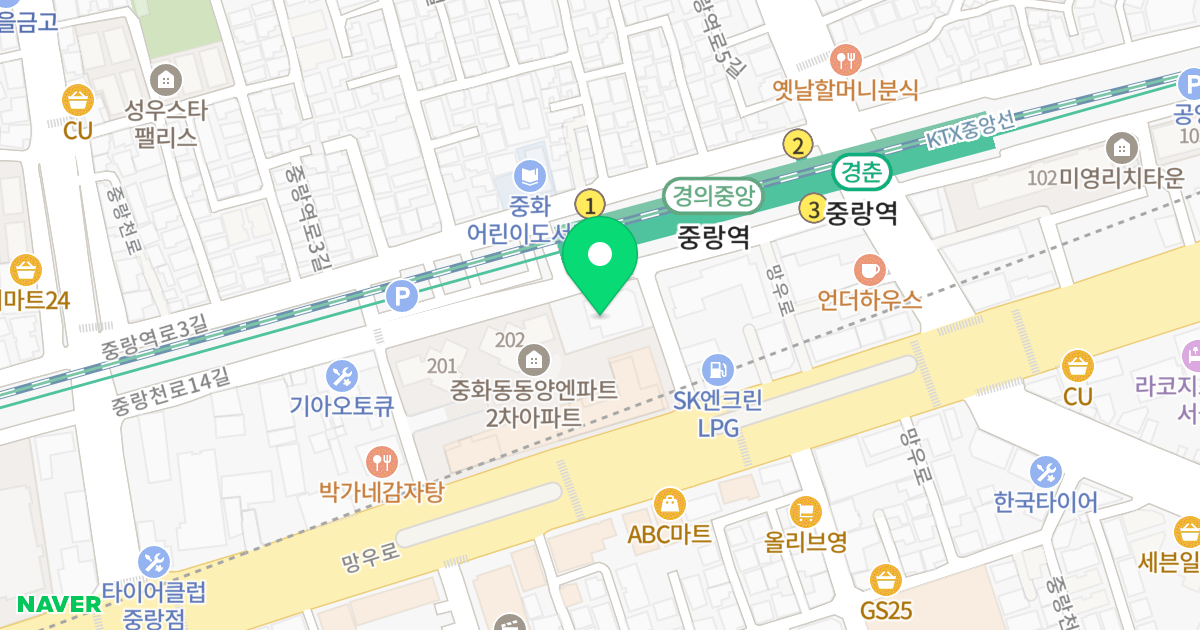 더샤이닝 위치 지도 - 서울특별시 중랑구 중랑천로14길 48
