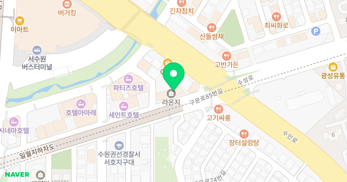 라온지오피스텔 위치 지도 - 경기도 수원시 권선구 구운로85번길 12