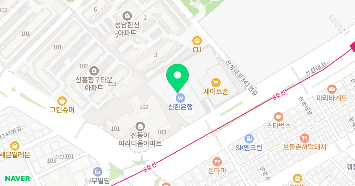 한신프라자 위치 지도 - 경기도 성남시 수정구 산성대로 331