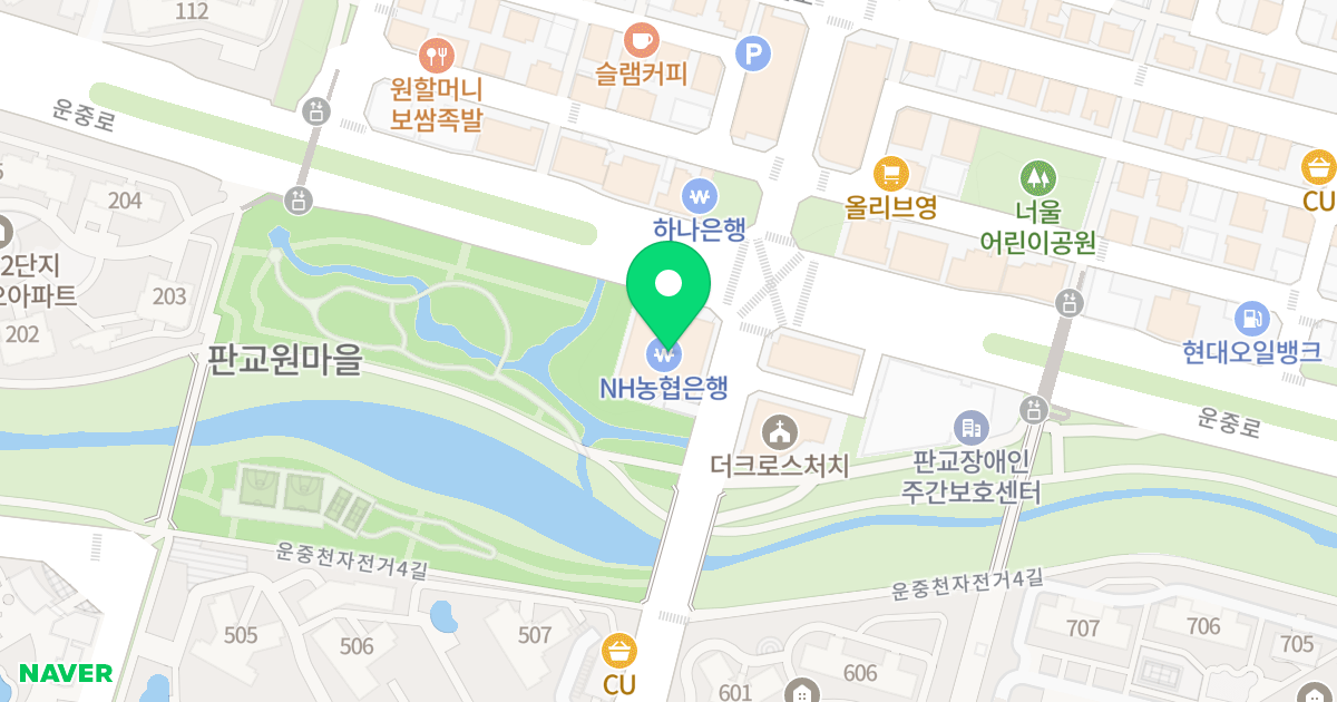 리버스토리 위치 지도 - 경기도 성남시 분당구 운중로 242