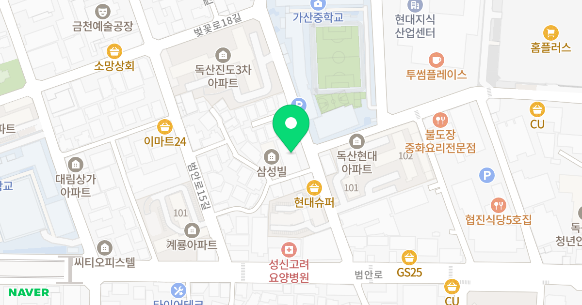 우정오피스텔 위치 지도 - 서울특별시 금천구 범안로17길 23