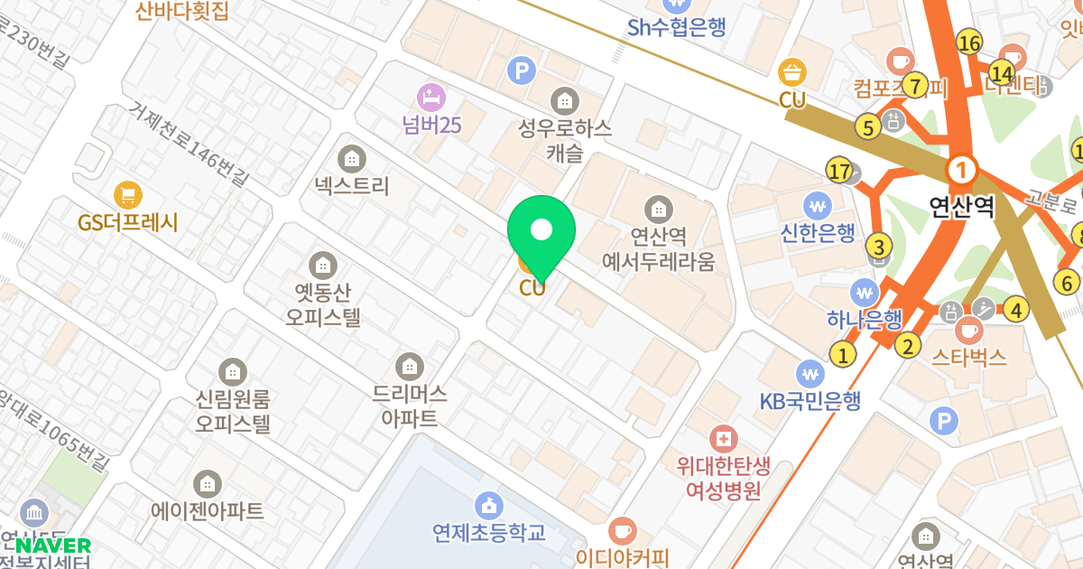 장원빌 위치 지도 - 부산광역시 연제구 거제천로152번길 52