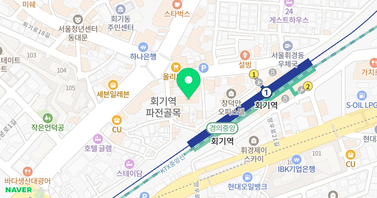 휘경동 코업레지던스 위치 지도 - 서울특별시 동대문구 회기로28길 7