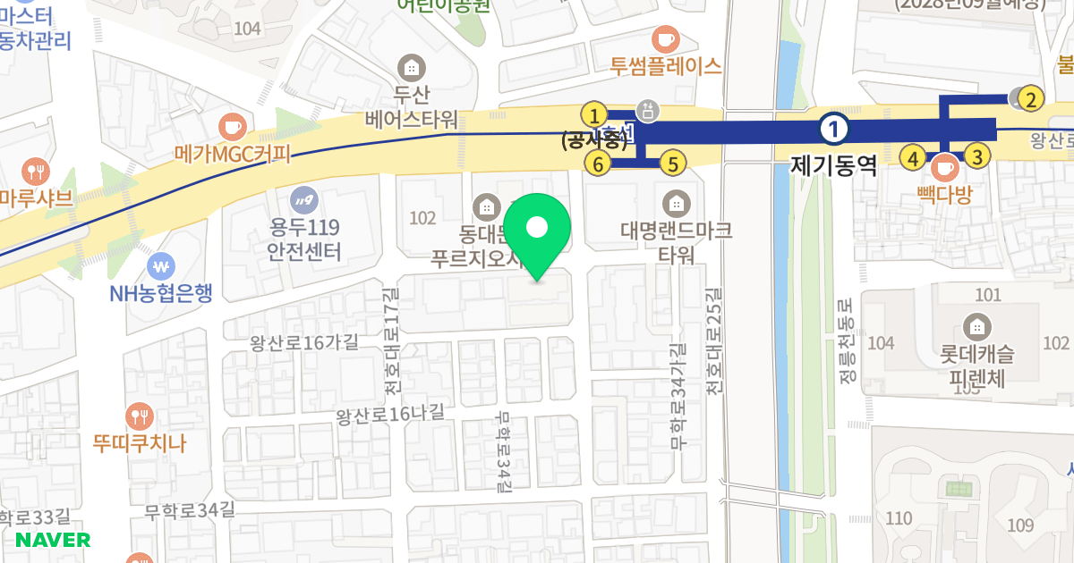 리더스캐슬 위치 지도 - 서울특별시 동대문구 무학로36길 46