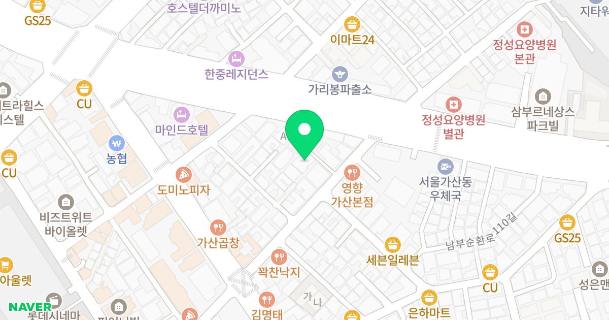 미라벨 위치 지도 - 서울특별시 금천구 남부순환로108길 20-16