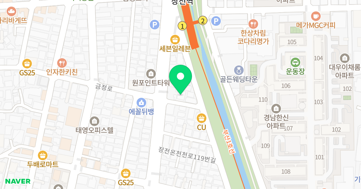 (227-7) 위치 지도 - 부산광역시 금정구 장전온천천로 129-6
