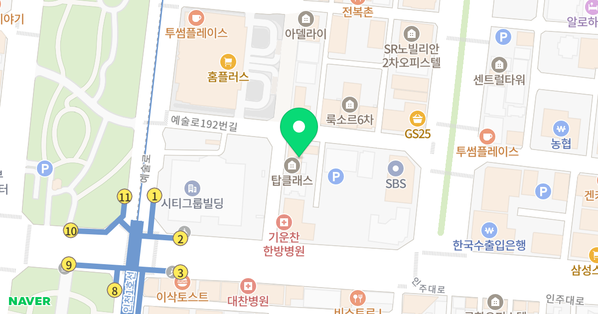 탑클래스 위치 지도 - 인천광역시 남동구 인주대로591번길 18