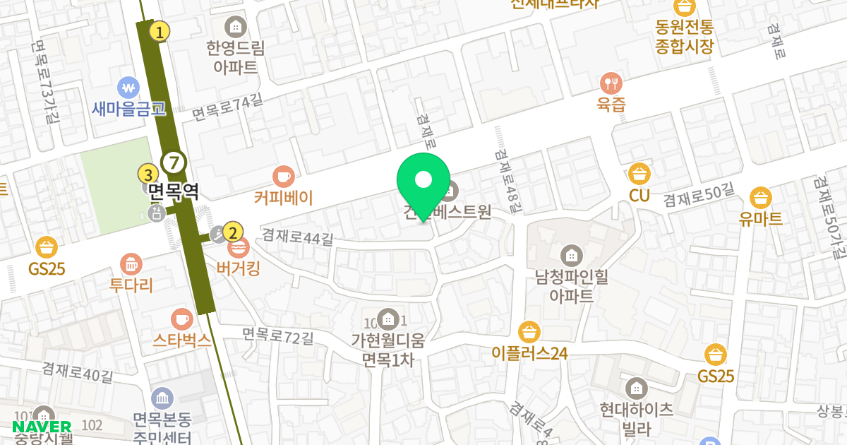 성진빌딩 위치 지도 - 서울특별시 중랑구 겸재로44길 21