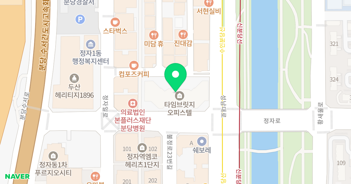 타임브릿지 위치 지도 - 경기도 성남시 분당구 정자일로156번길 12