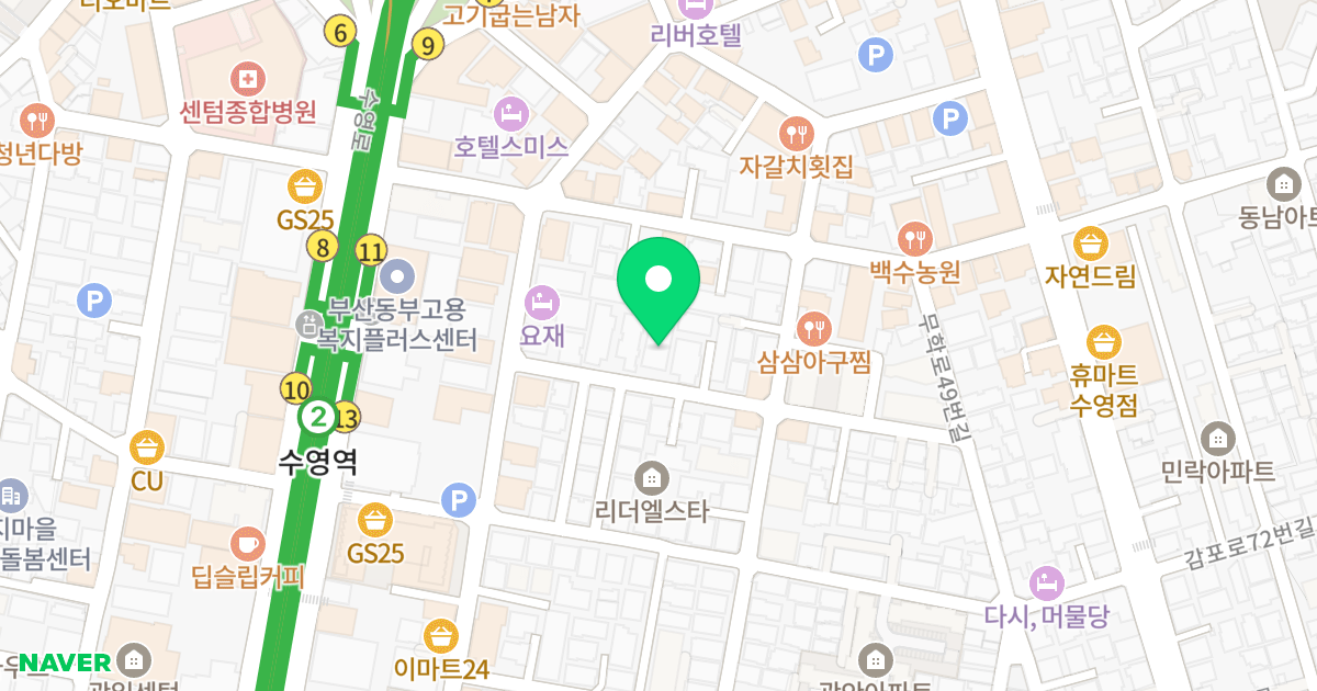 수영오피스빌 위치 지도 - 부산광역시 수영구 수영로674번길 13