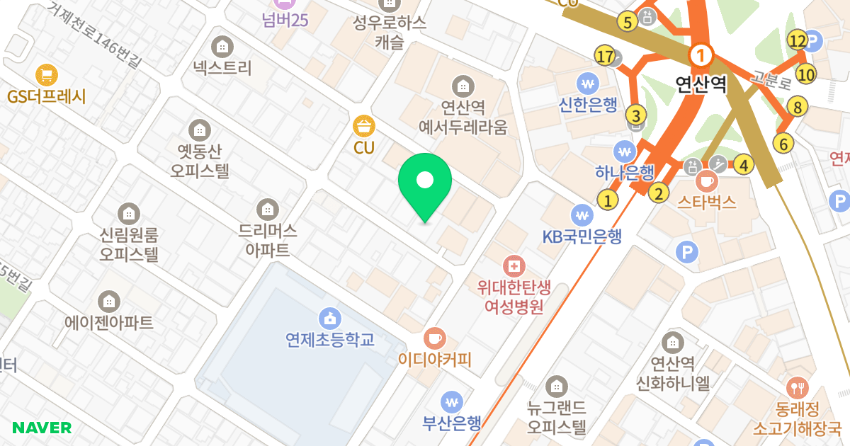 장원하이드파크 위치 지도 - 부산광역시 연제구 거제천로146번길 63