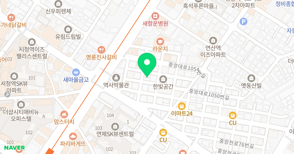 달래카티지 위치 지도 - 부산광역시 연제구 중앙대로1052번길 10