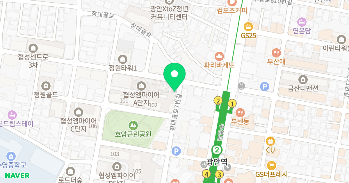 광안동오피스텔 위치 지도 - 부산광역시 수영구 장대골로7번길 4