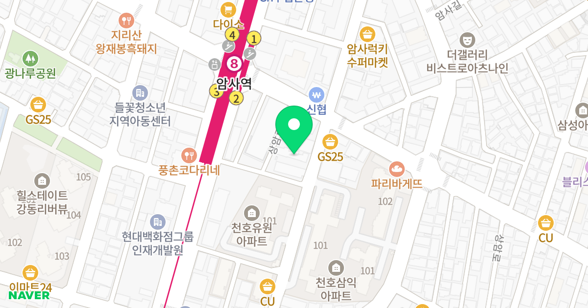 (287-5) 위치 지도 - 서울특별시 강동구 상암로12길 8