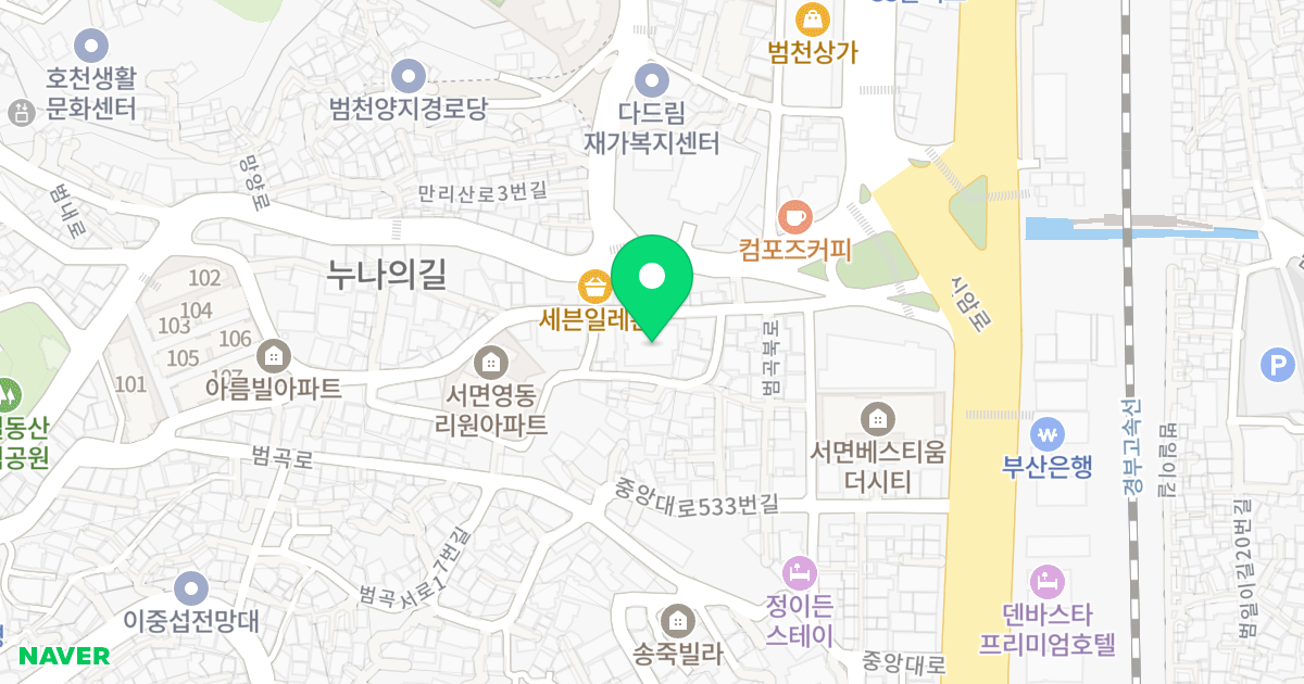 금초파크 위치 지도 - 부산광역시 동구 범곡북로 7