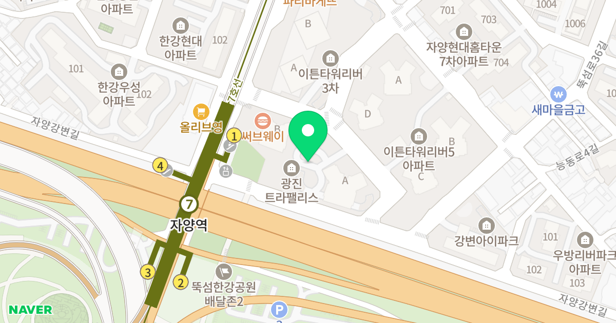 광진트라팰리스 위치 지도 - 서울특별시 광진구 뚝섬로34길 67