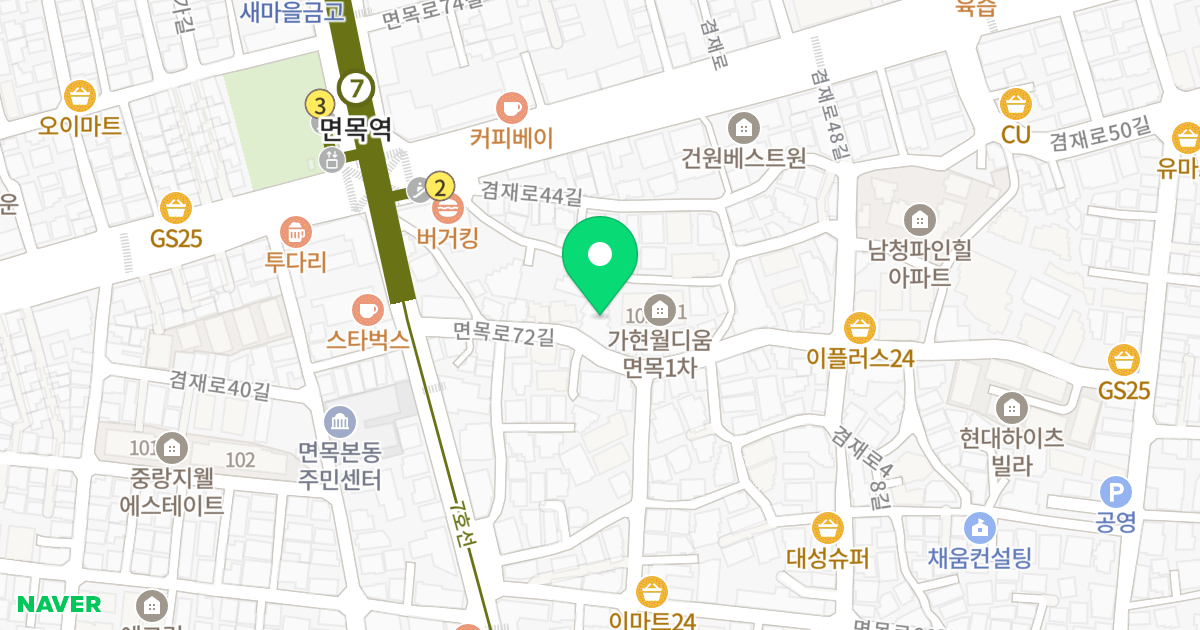 (1203) 위치 지도 - 서울특별시 중랑구 면목로72길 17