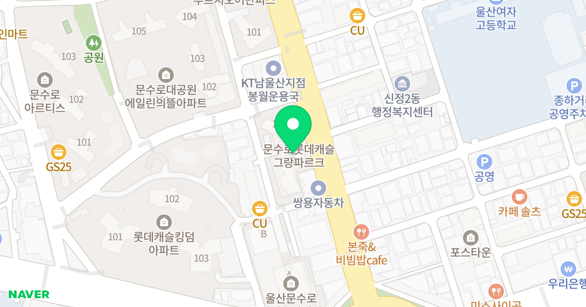 문수로 롯데캐슬 그랑파르크 위치 지도 - 울산광역시 남구 신정동 1267-5