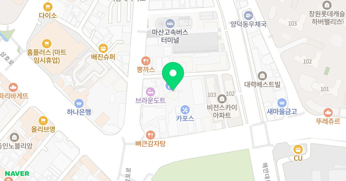 드림타워 위치 지도 - 경상남도 창원시 마산회원구 양덕동 153-6