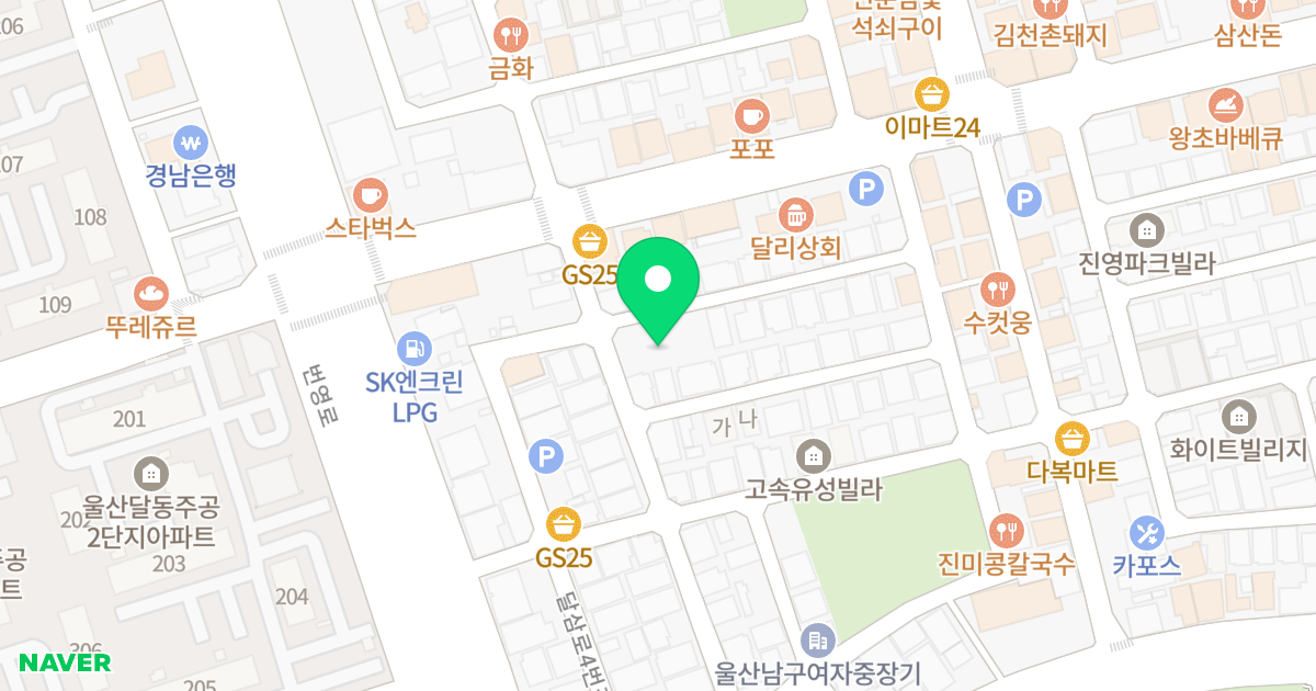 제1동 위치 지도 - 울산광역시 남구 달동 1275-1