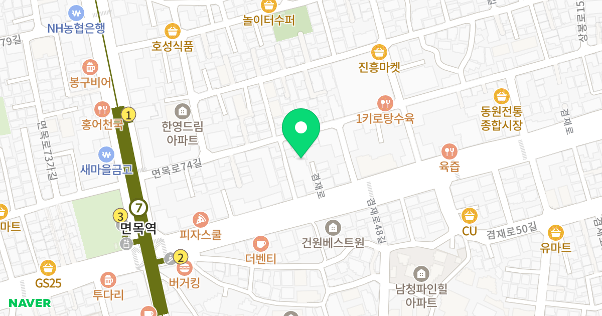 월디움면목2차 위치 지도 - 서울특별시 중랑구 면목동 102-3