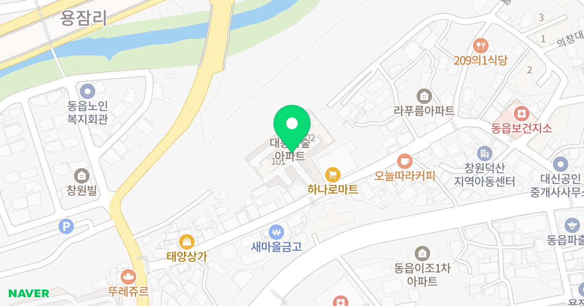 동읍 다숲 아파트 위치 지도 - 경상남도 창원시 의창구 동읍 용잠로 19
