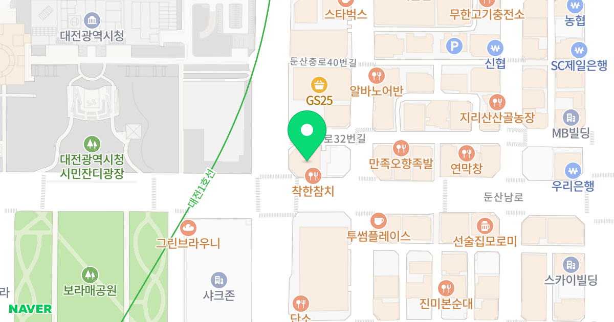크레온오피스텔 위치 지도 - 대전광역시 서구 둔산남로 85