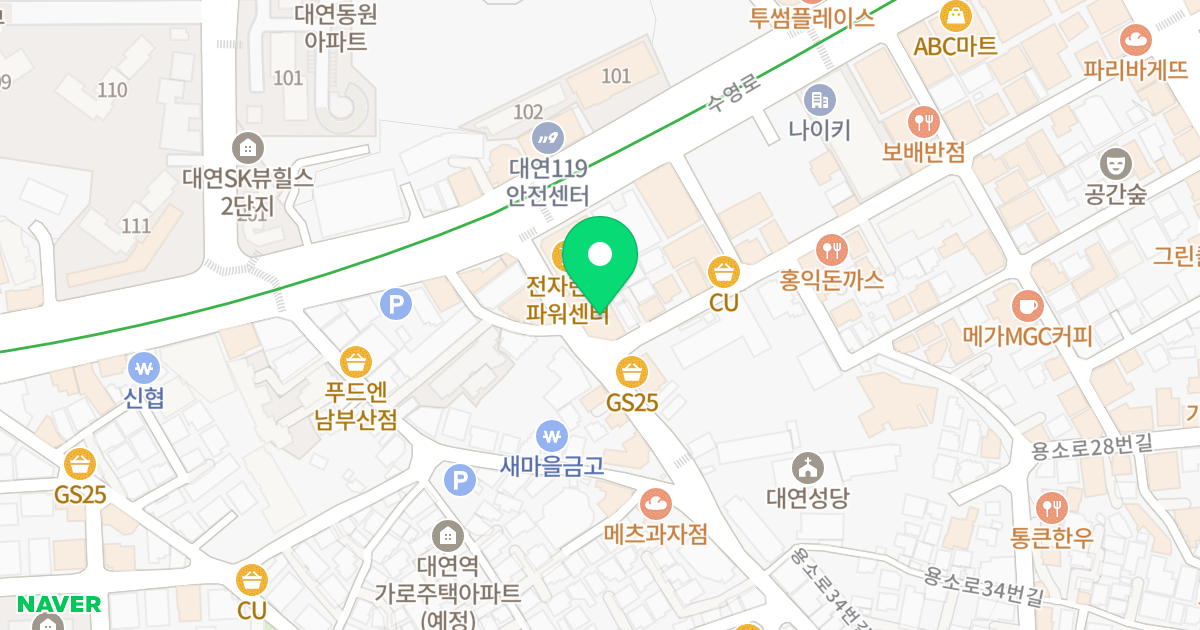 대박힐링오피스텔 위치 지도 - 부산광역시 남구 수영로 274-17