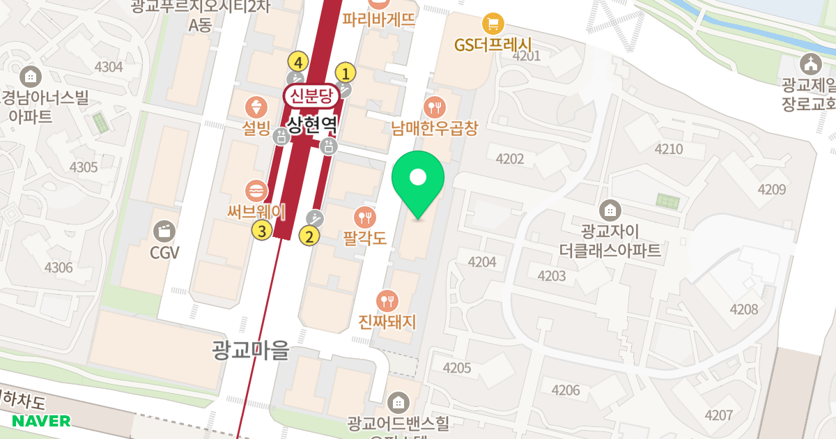 광교푸르지오시티3단지 위치 지도 - 경기도 용인시 수지구 광교중앙로296번길 14