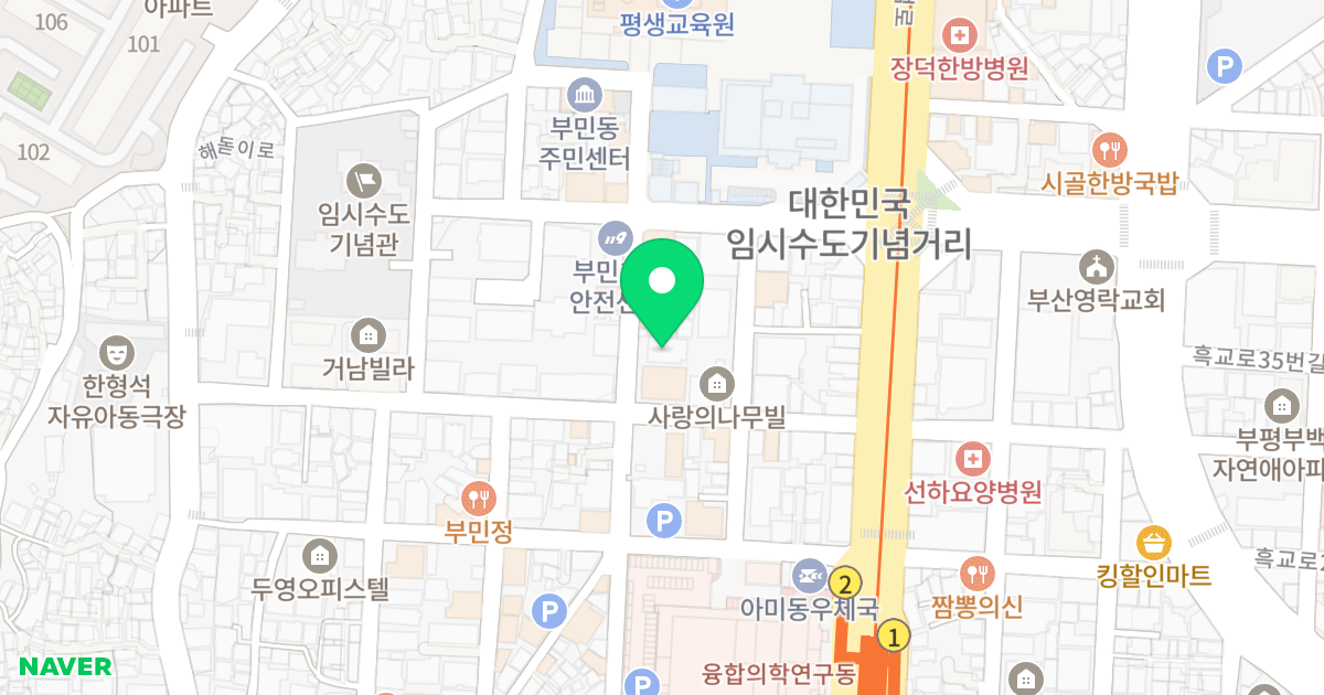 올리브레지던스 위치 지도 - 부산광역시 서구 임시수도기념로 21-25