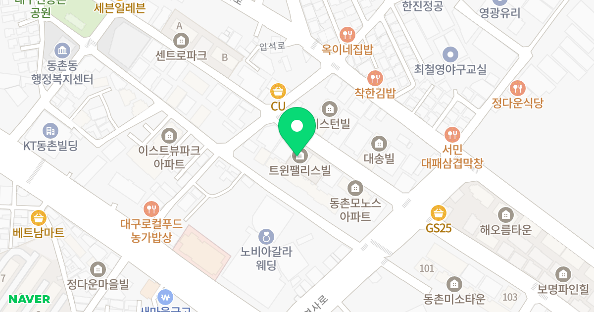 트윈팰리스 101동 위치 지도 - 대구광역시 동구