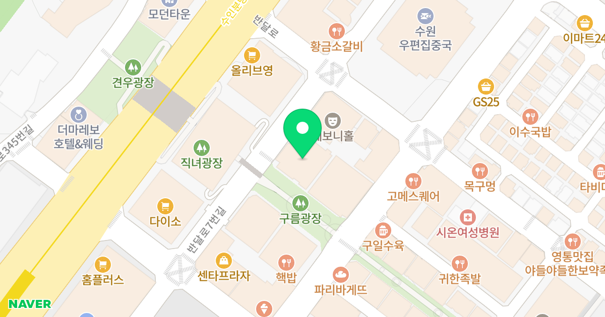르네상스 시티프라자 위치 지도 - 경기도 수원시 영통구 반달로7번길 30