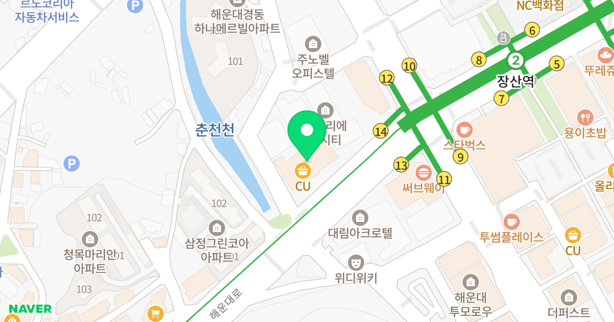 까르띠움 위치 지도 - 부산광역시 해운대구 해운대로 785